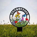 Custom Metal Garden Sign: Butterfly & Flower Design, Personalized Name Sign - HomeyGarden