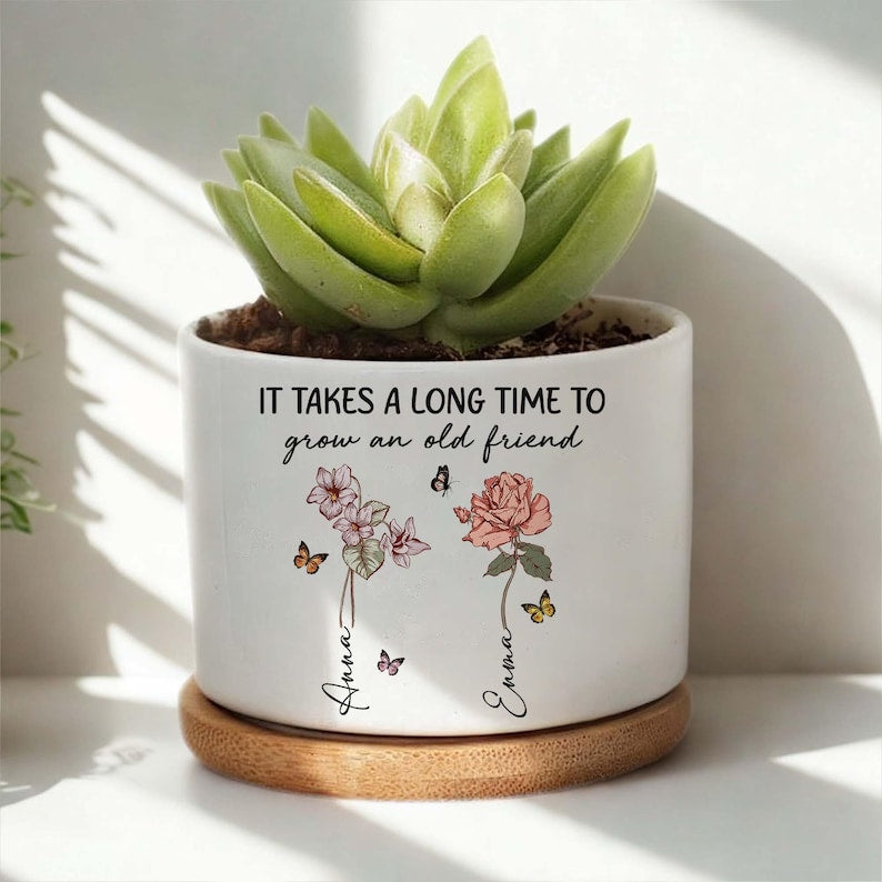Personalized Birth Month Ceramic Plant Pot