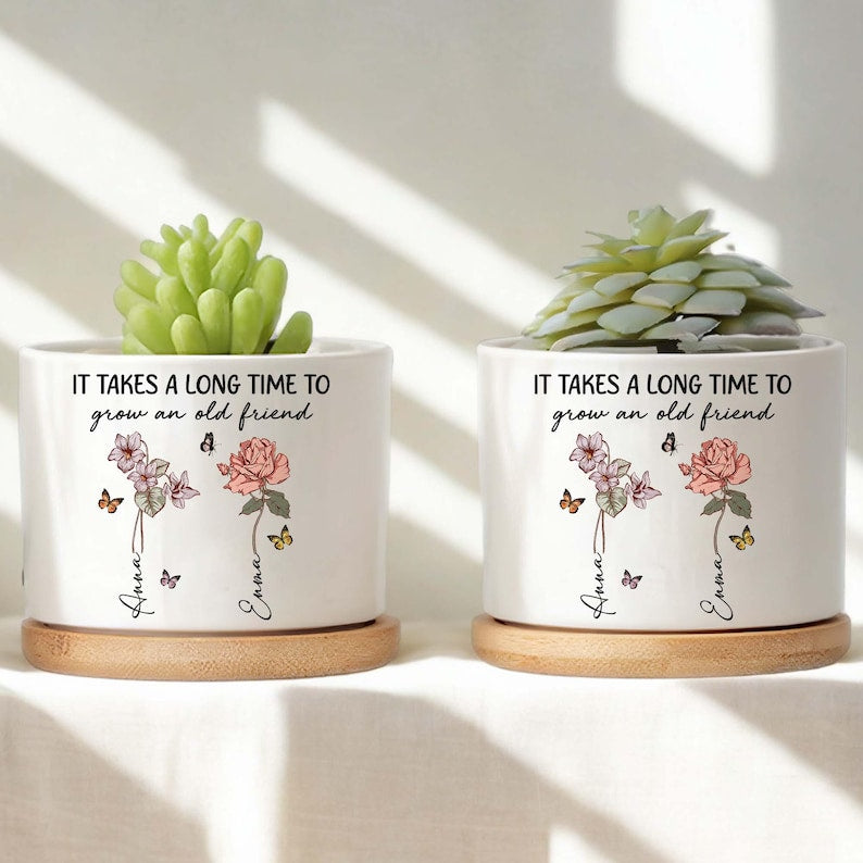 Personalized Birth Month Ceramic Plant Pot